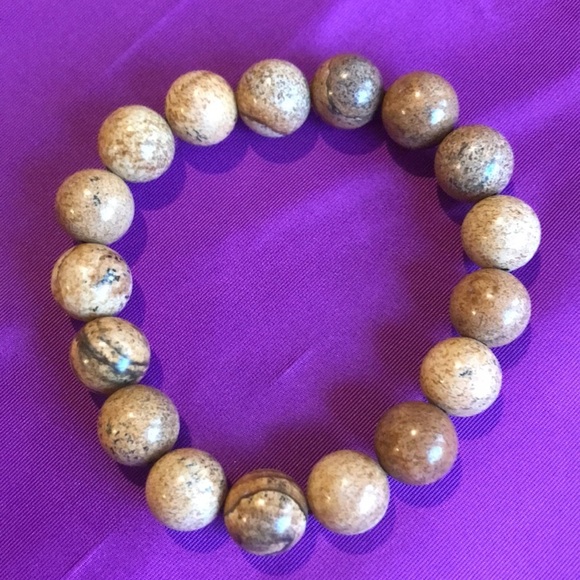 NEW without tag Picture Jasper beaded stretch bracelet - Picture 6 of 6